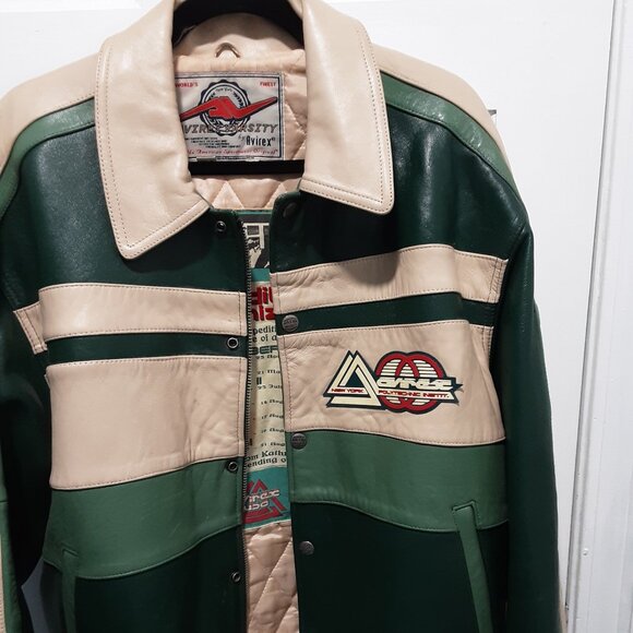 VINTAGE AVIREX VARSITY LEATHER JACKET - Picture 1 of 17